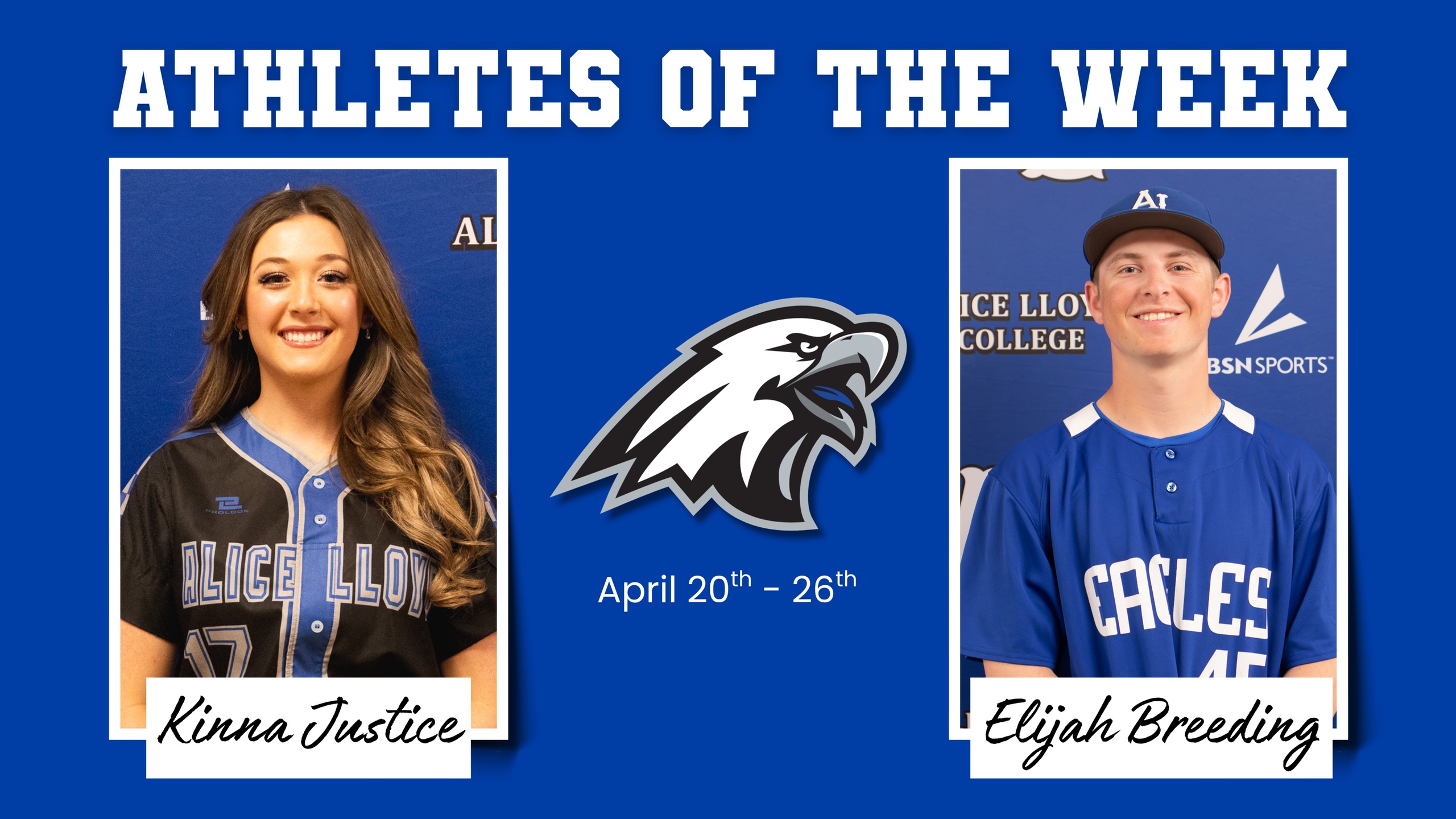 Student-Athletes of the Week: April 20-26th, 2026 (Kinna Justice and Elijah Breeding)